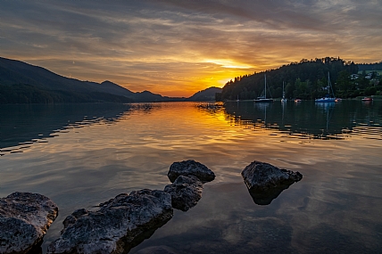 sunset over the lake